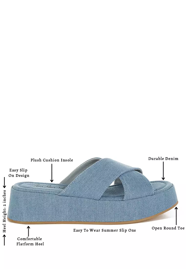 Denim Flatform Slip Ons
