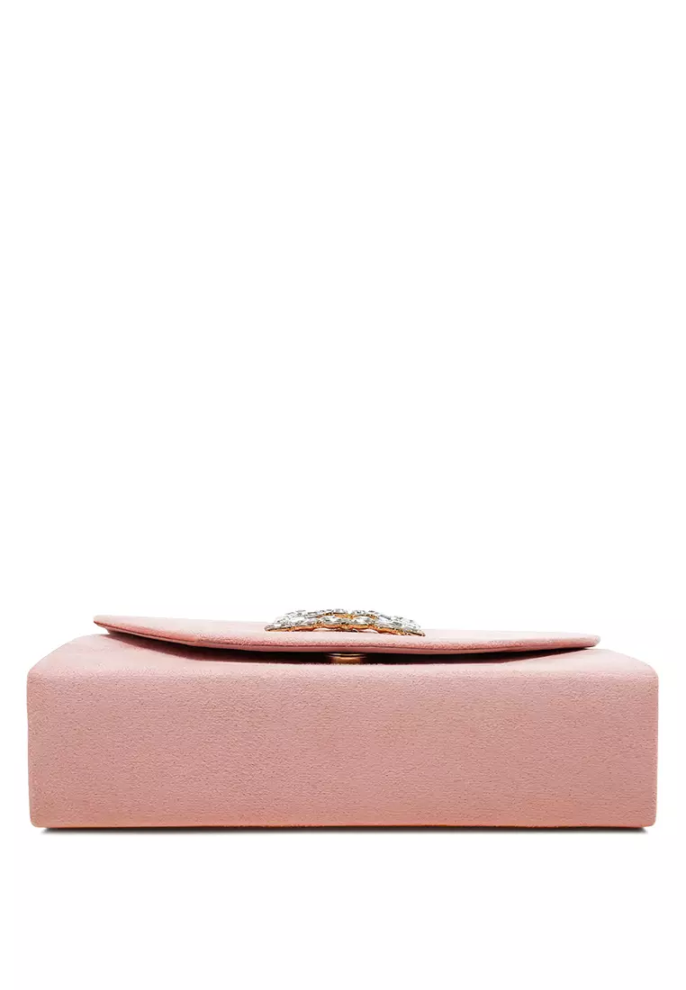 Mini Top Handle Brooch Bag in Pink