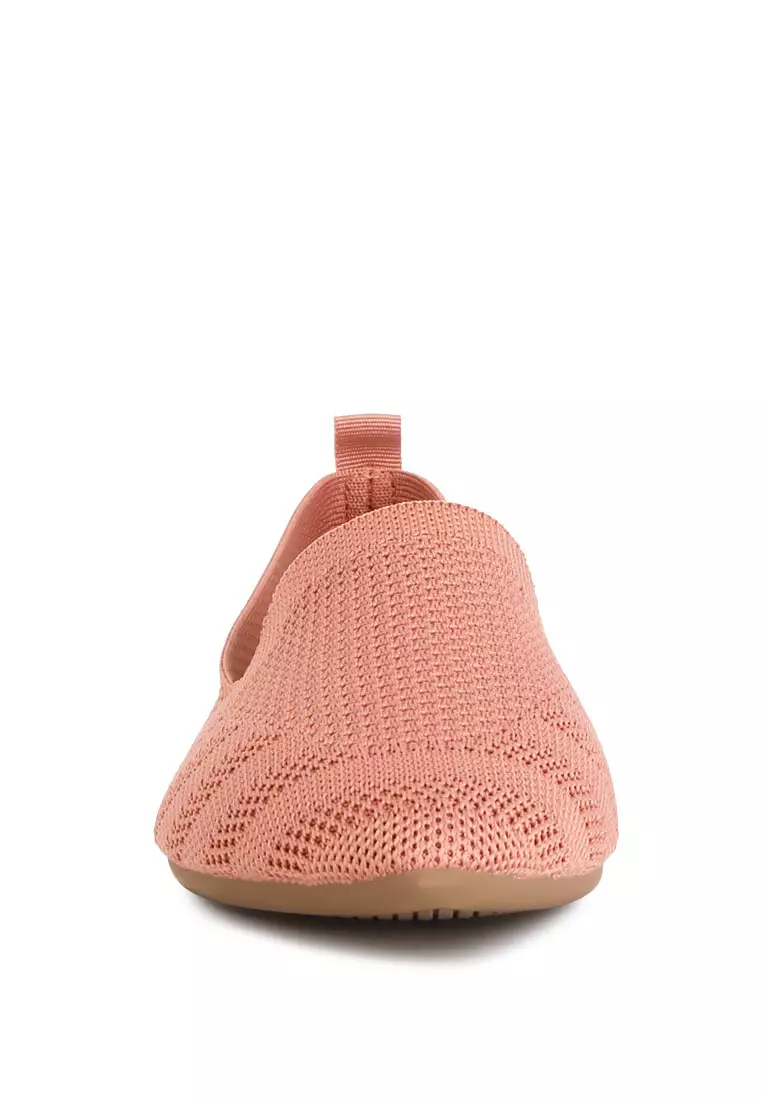 Knit Textile Solid Flats in Pink