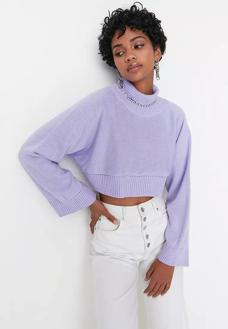 Purple deals cropped jumper