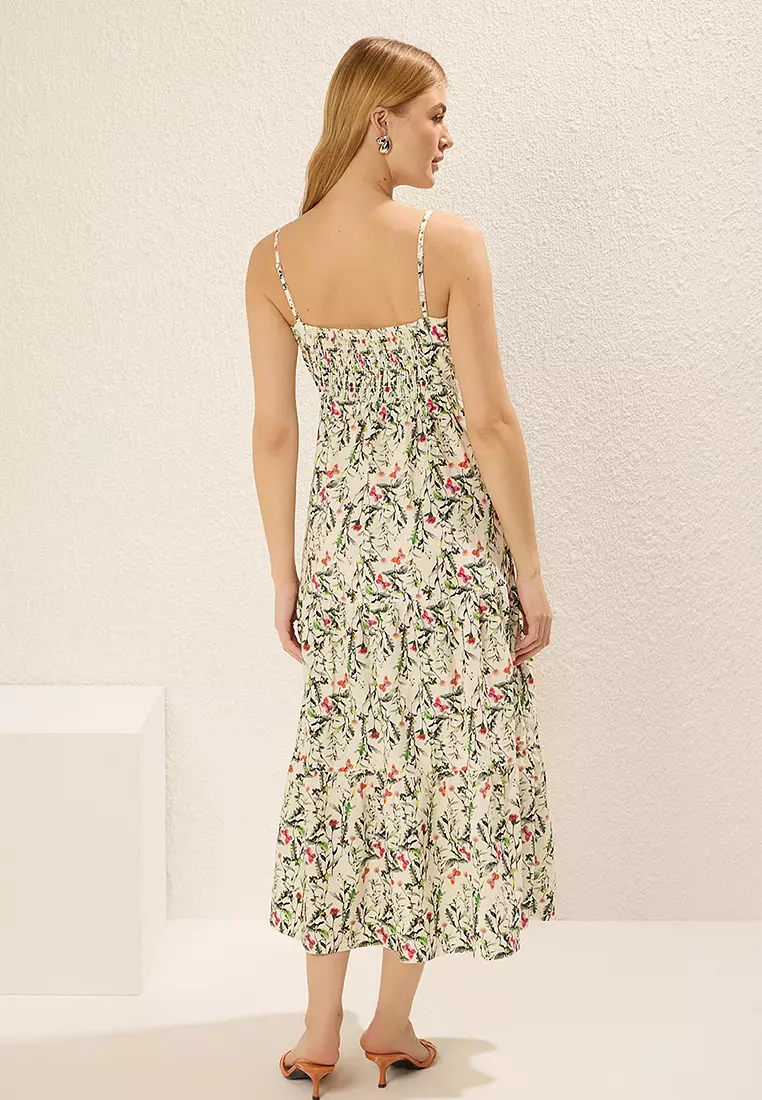 Cotton Strappy Midi Dress