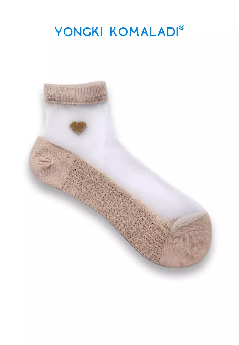 YONGKI KOMALADI KAOS KAKI BASIC MOTIF LOVE KOREAN STYLE SOCK01 NUDE