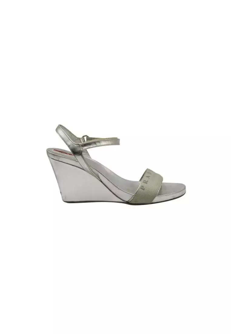 White silver wedge sandals online