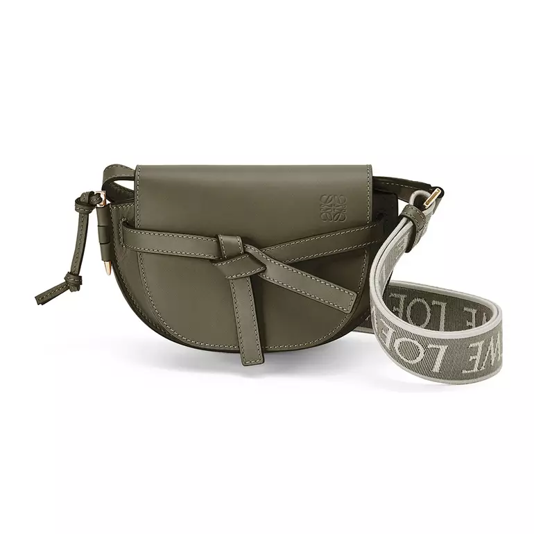 Mini Gate Dual Bag in Soft Calfskin Jacquard Autumn Green
