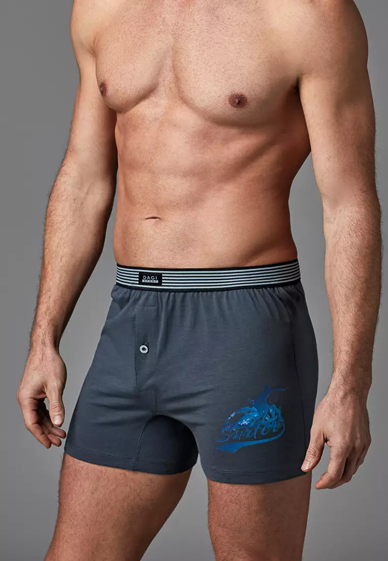 DAGİ Anthracite Printed Combed Cotton Men Boxer 2024, Buy DAGİ Online