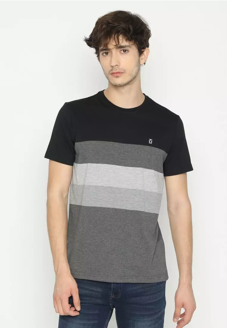 MATSUDA T Shirt Pria Kaos Stripe Asaka