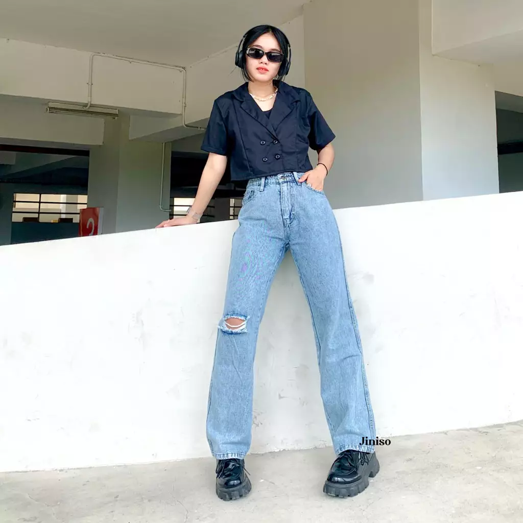 Highwaist Loose Ripped Jeans 844 MYSTIC GAL