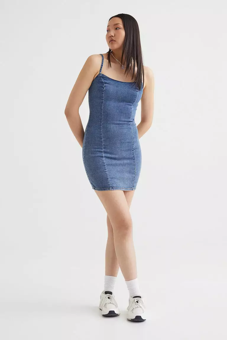 Jual H&M Denim bodycon dress Original 2024 ZALORA Indonesia