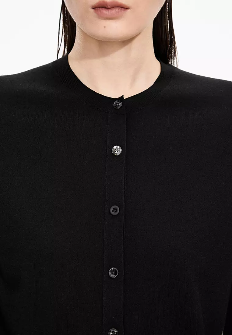 Basolan Wool Slim Fit Short Cardigan