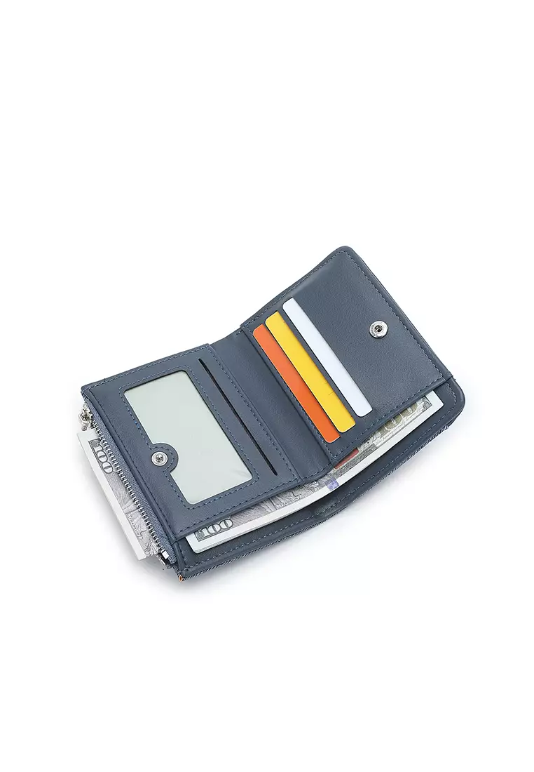 Women's 2 in 1 Purse/Wallet With Coin Compartment (Dompet Wanita 2 in 1 dengan Kompartmen Koin) - Biru