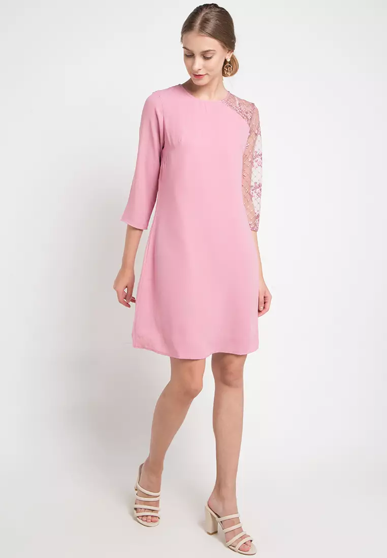 Allie Dress With Lace In Pink