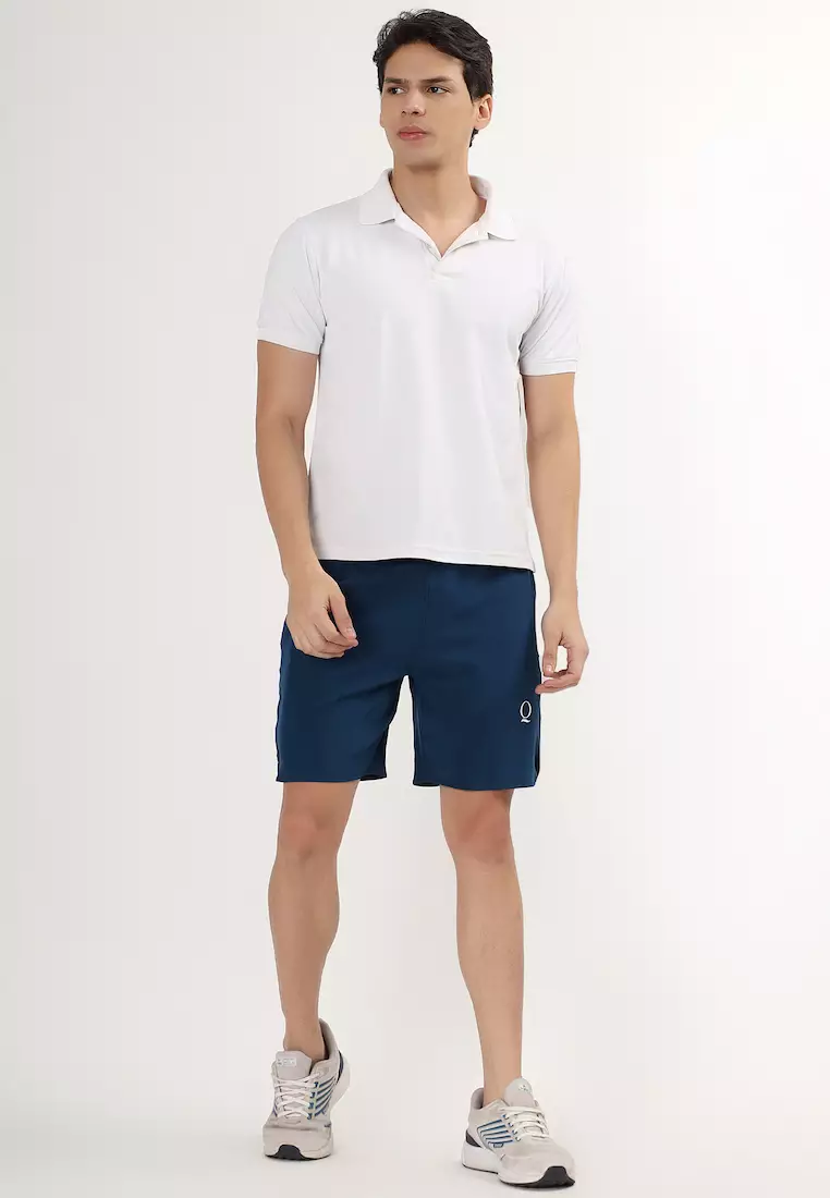 男士侧开衩蓝色透气短裤，运动服，训练，跑步，健身