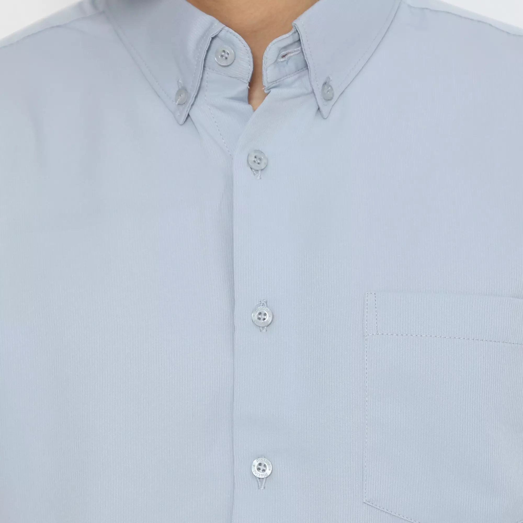 Platini Baju Kemeja Pria Lengan Panjang Polos Polinosic Abu Muda 66119