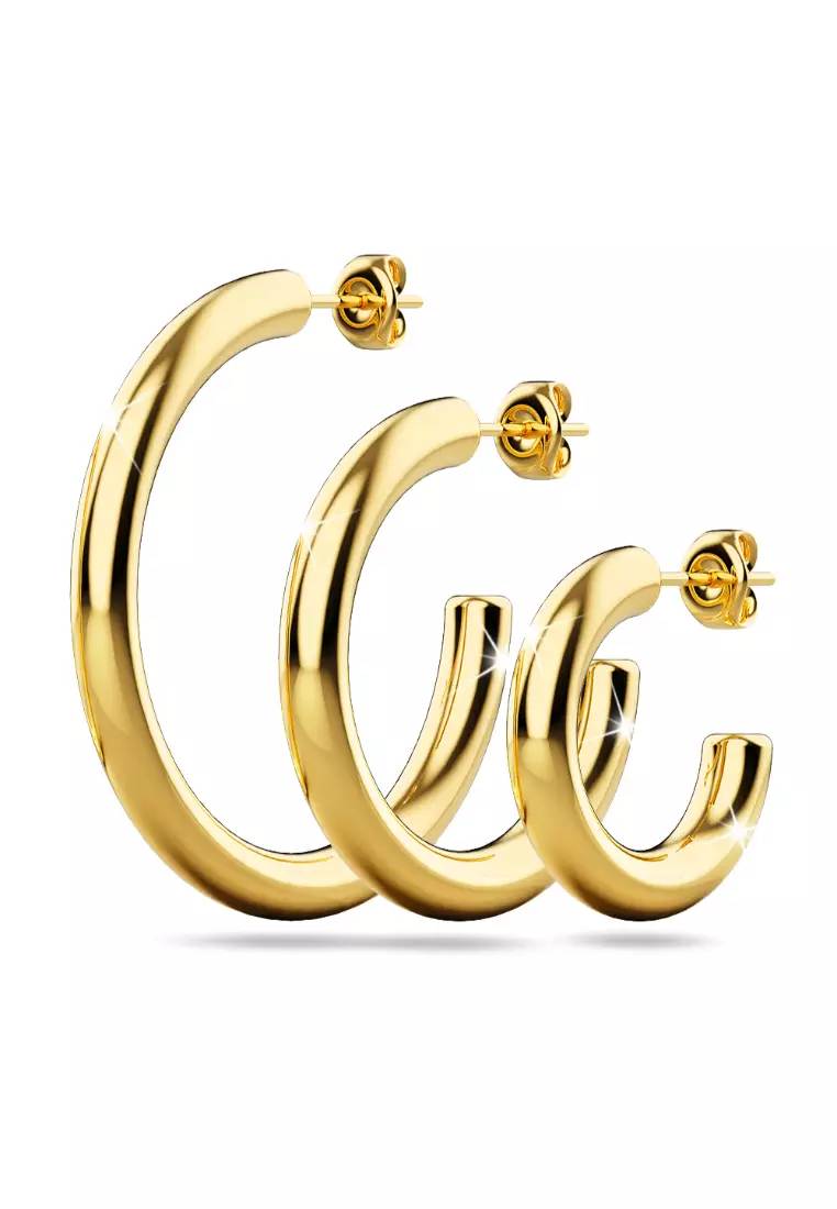 Erica Gold Hoop Earrings 40mm