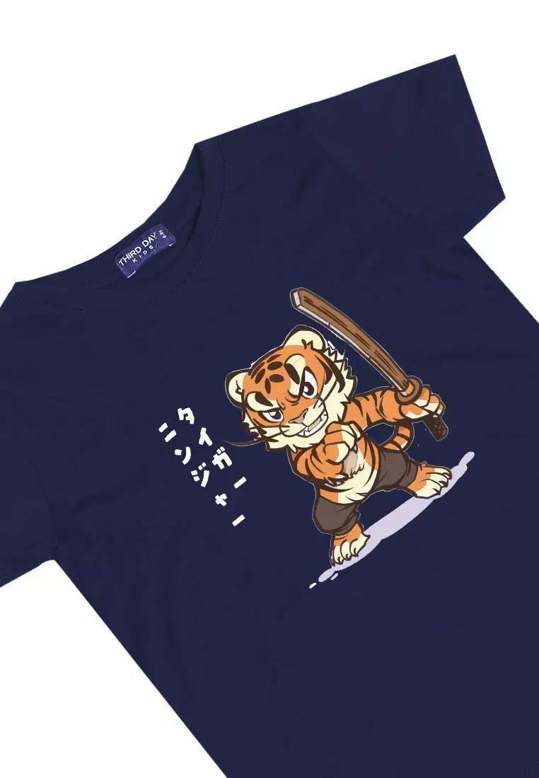 KU028 Kaos Anak Boy Girl Instacool "Tiger Ninja" navy