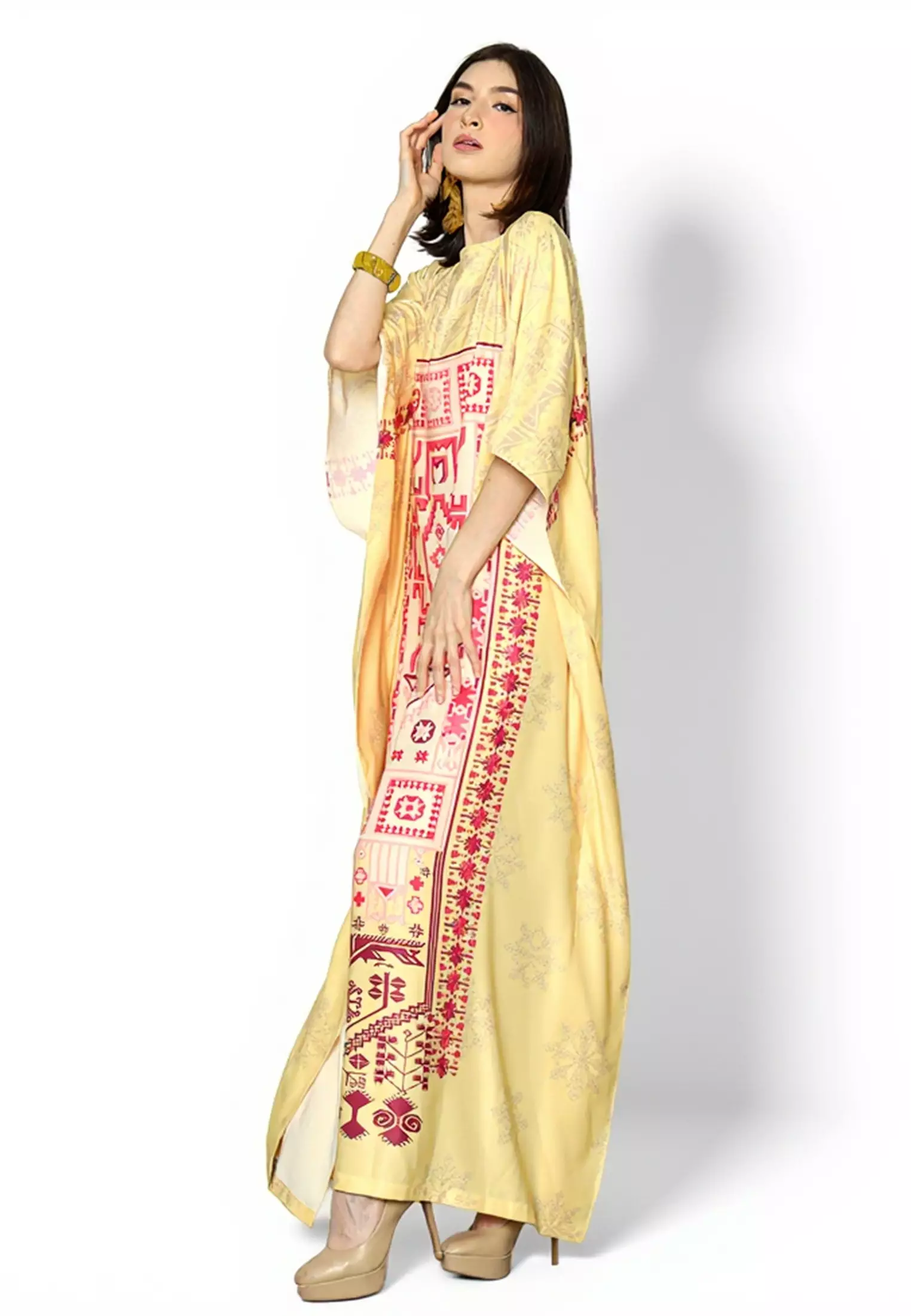 Kanzi Collection Short Sleeve Modern Abstact Kaftan