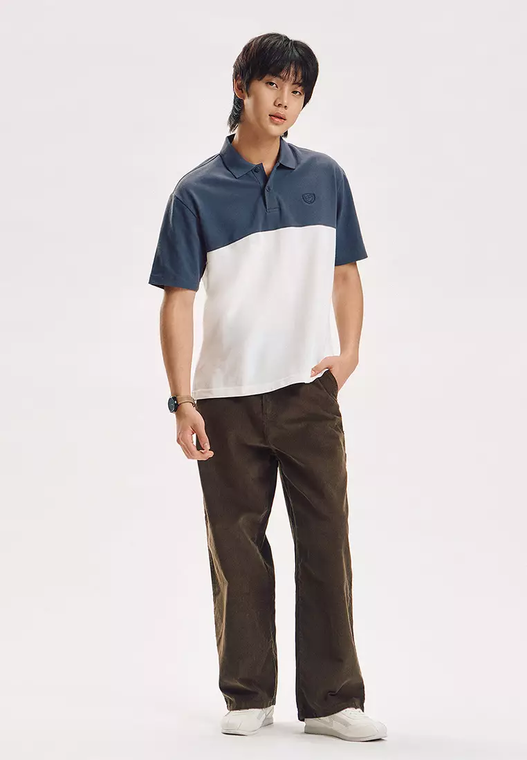 Relaxed Fit Polo with Color Block
