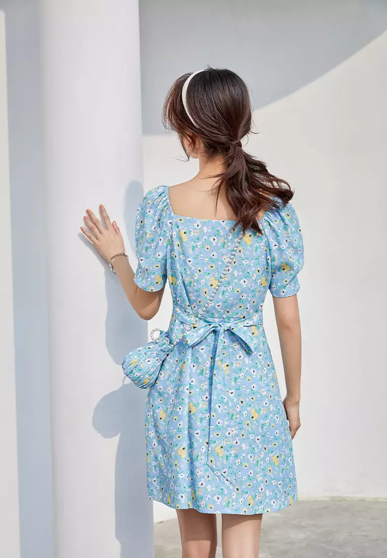Summer Picnic Short Sleeve Floral Midi Dress
