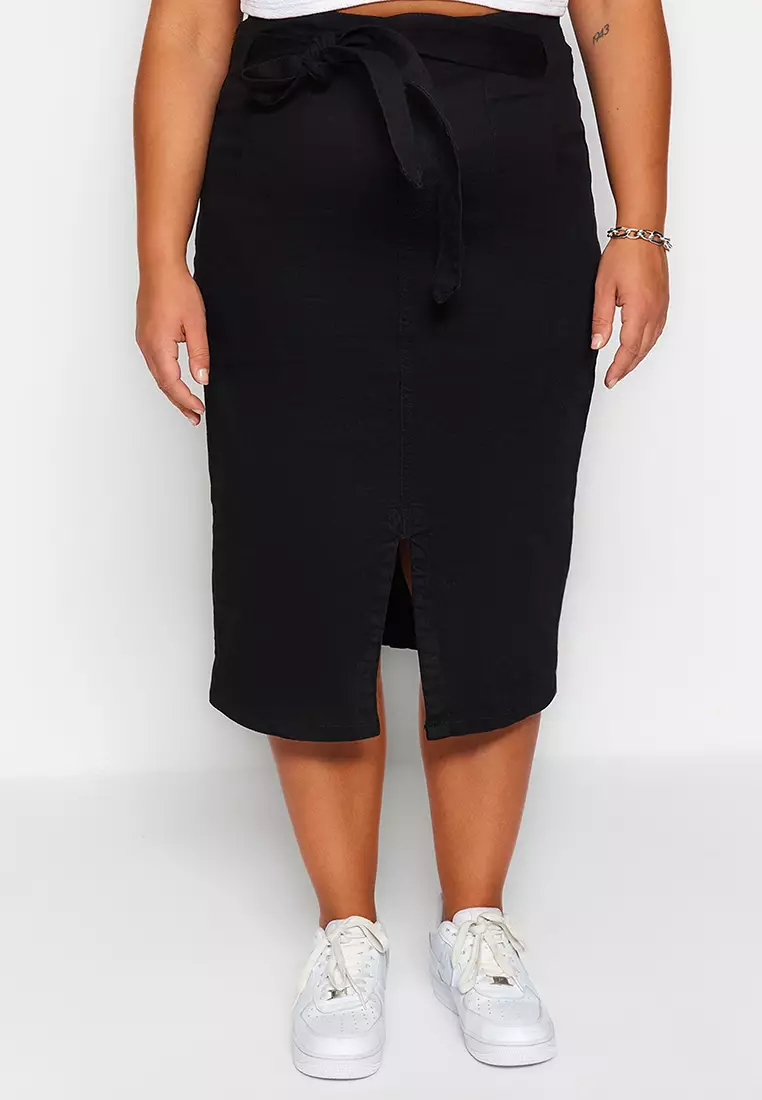 Black midi pencil skirt plus clearance size