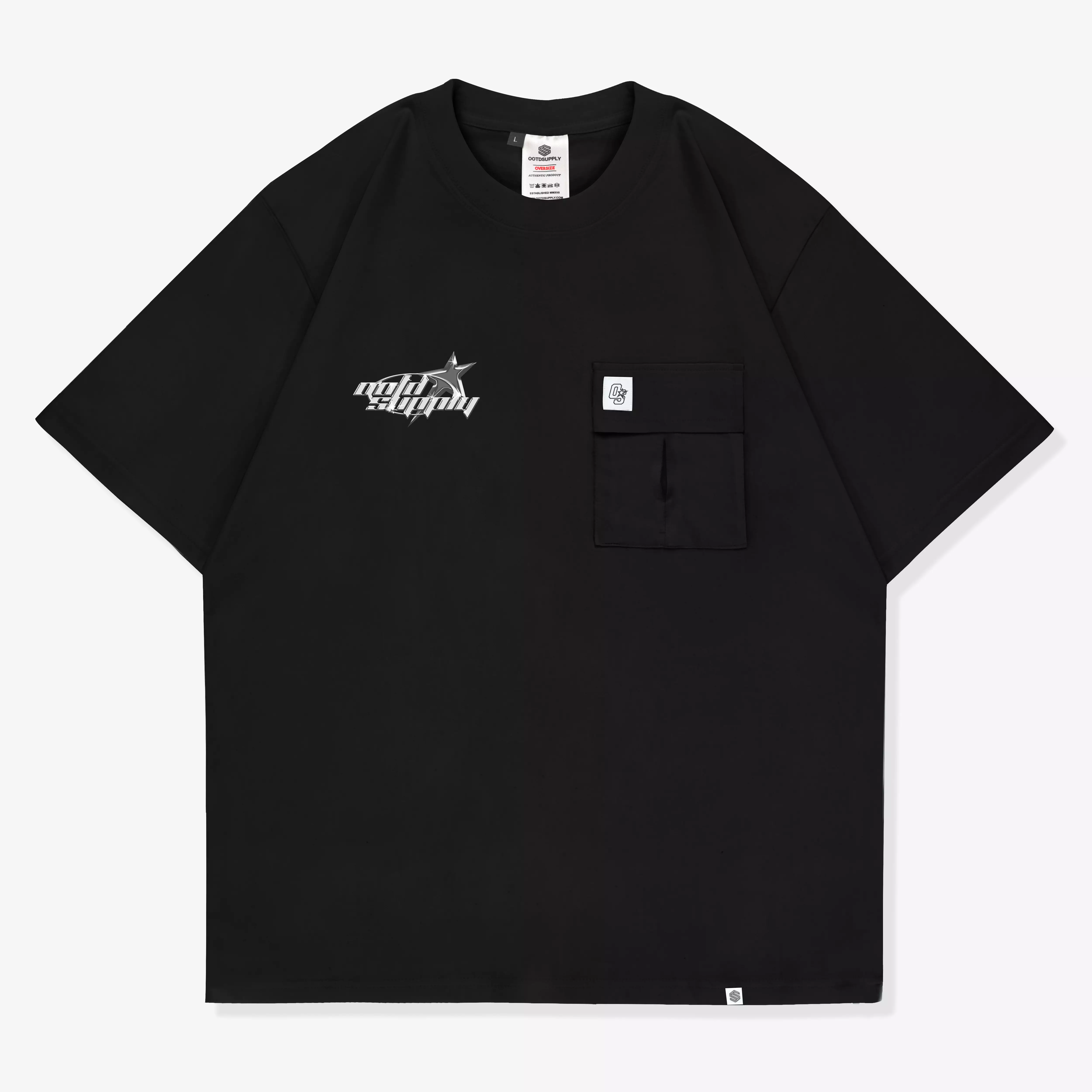 OOTDSUPPLY Pocket Oversized Supernova V.2 Black & Smokey Grey I Oversize Pria and Wanita OPCTV2004