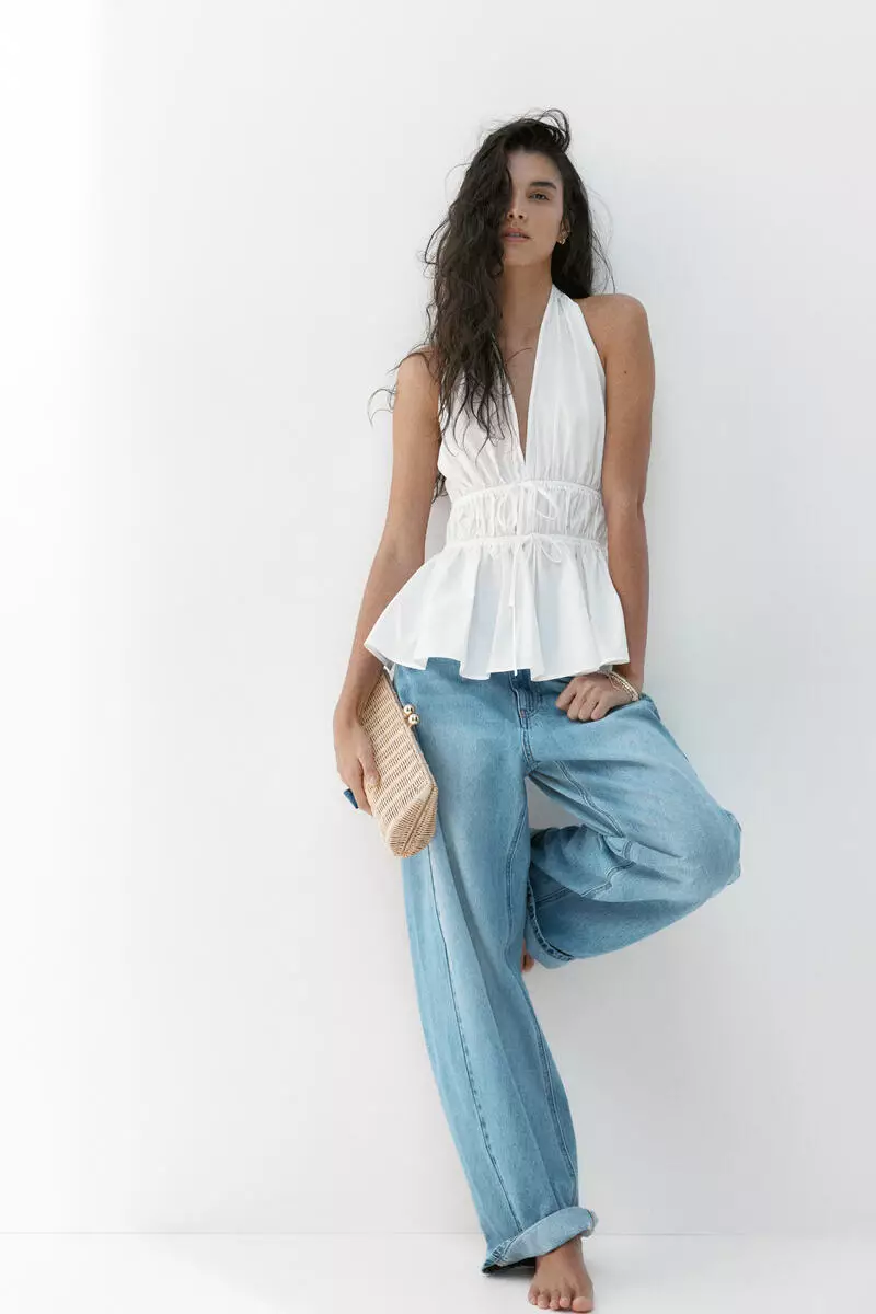 Peplum halterneck top