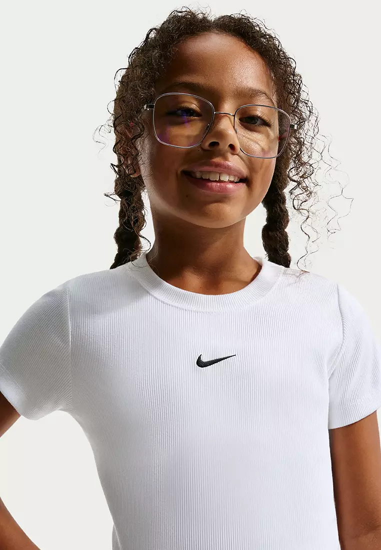 Sportswear Older Kids' (Girls') Slim Cropped Ribbed T-Shirt
