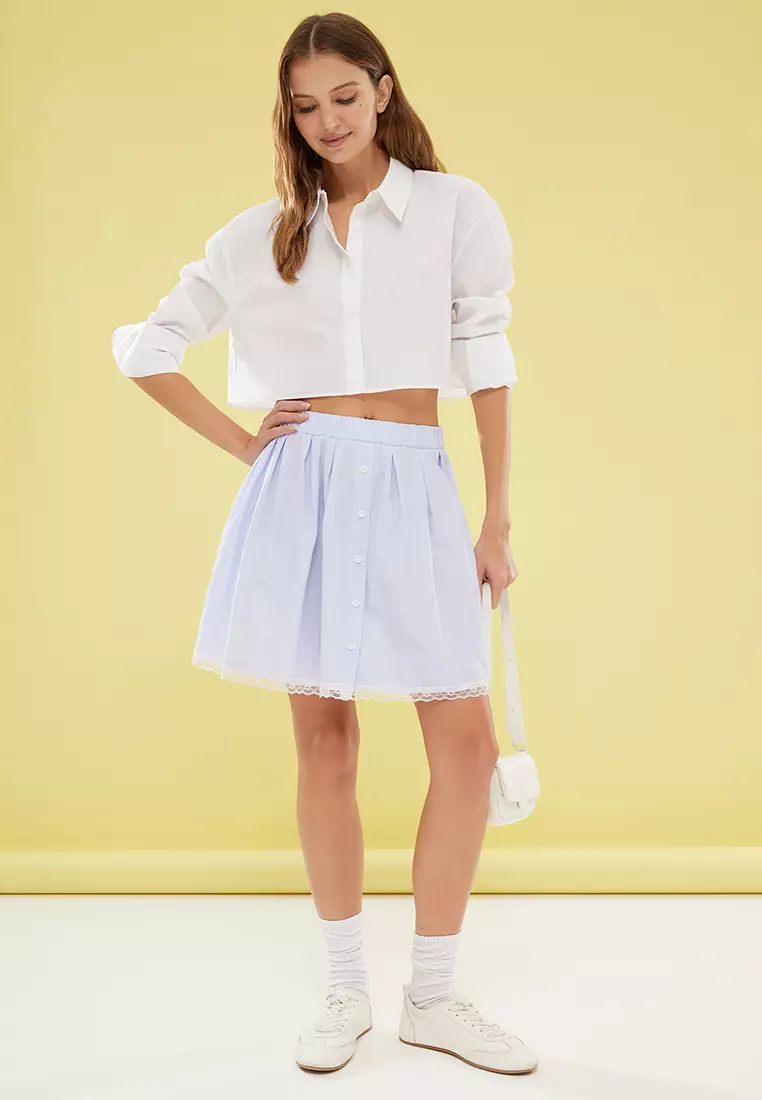 Hem Lace Detail Mini Skirt