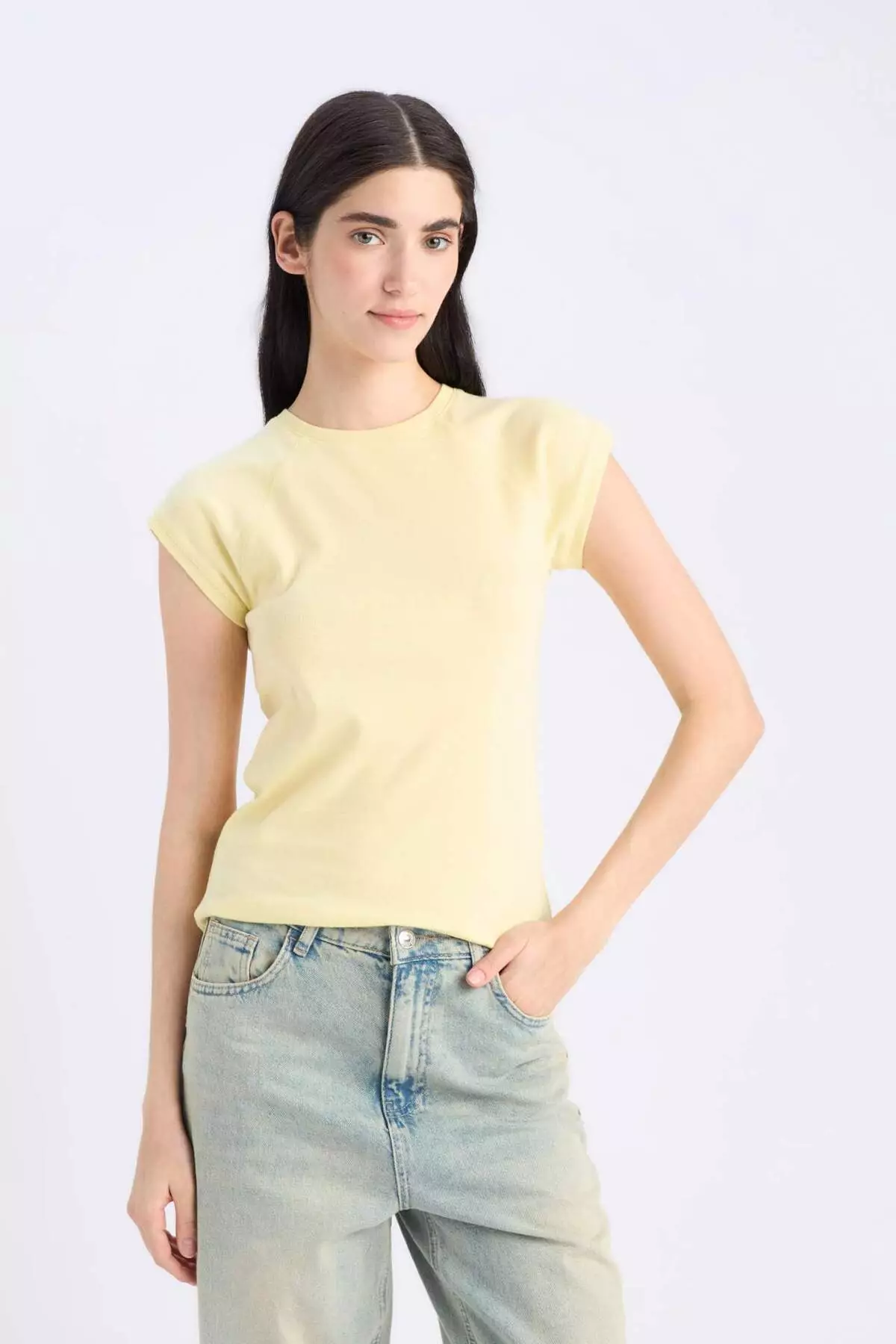 Slim Fit Crew Neck - Plain Rib Short Sleeve T-Shirt C7334Ax25Sp