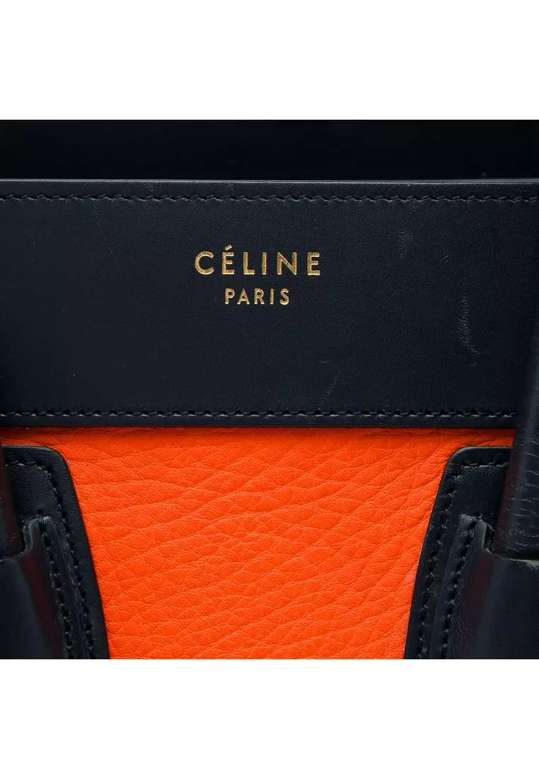 Pre-Loved Celine Micro Tricolor Leather Luggage Tote