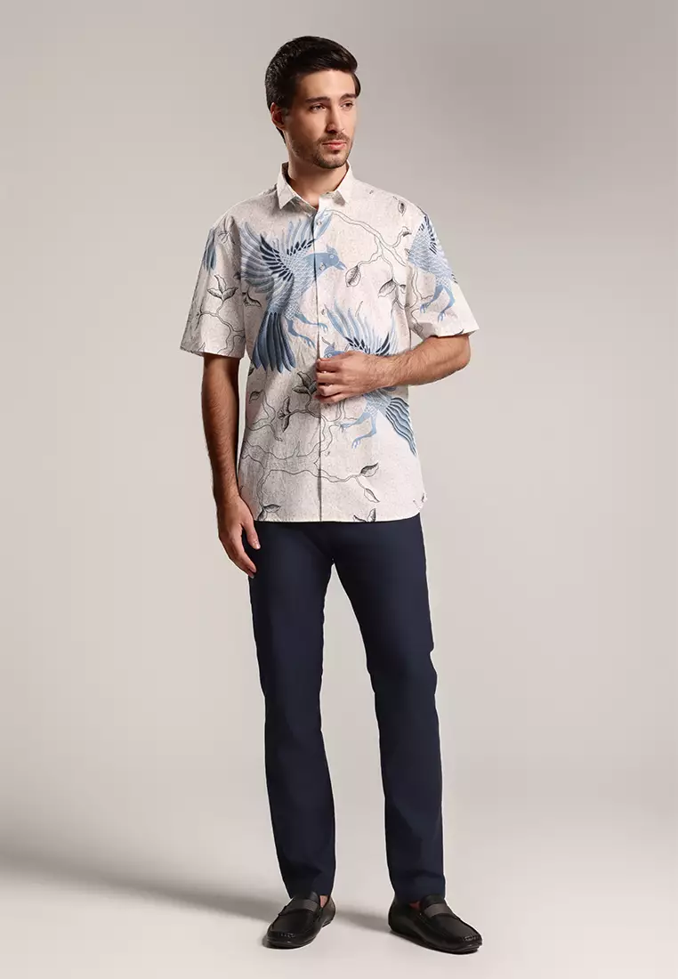 MOC - Kemeja Batik Pria Lengan Pendek Thakon - Beige