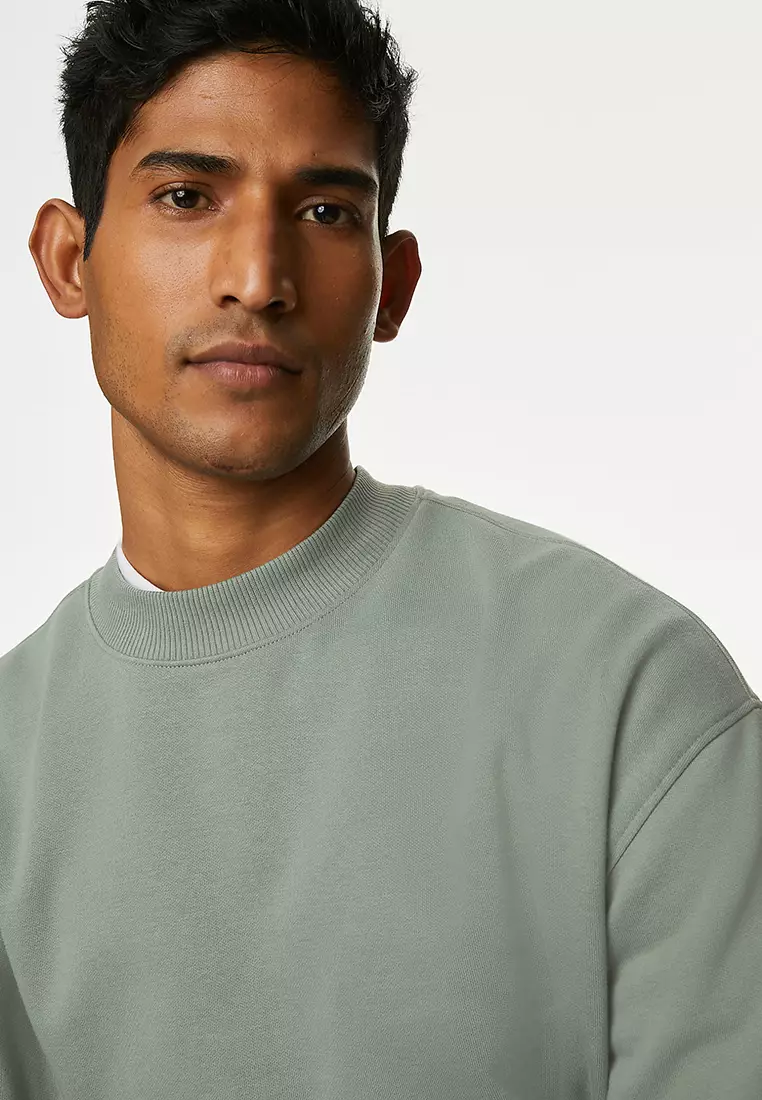 Oversized Cotton Rich Crew Neck Sweatshirt