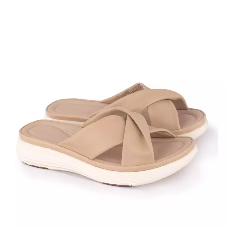 Sandal Strap Sling Back Wanita Casual Gino Mariani Brielle Apricot