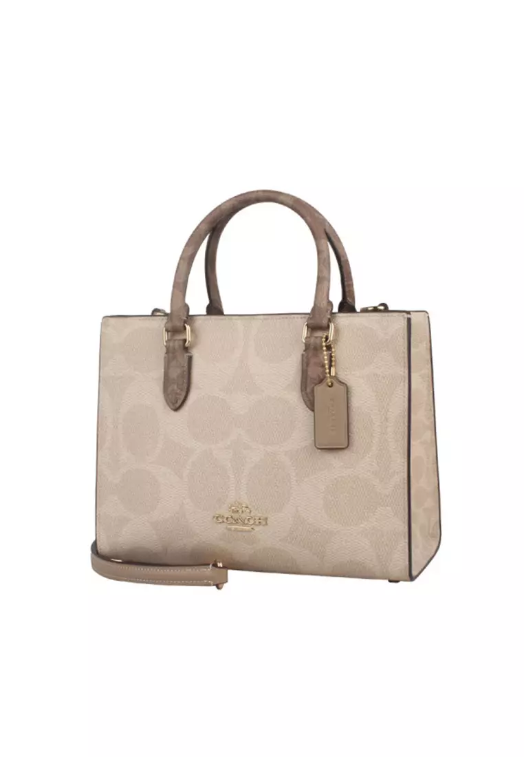 Maggie Small Tote Bag In Blocked Signature Canvas CY676