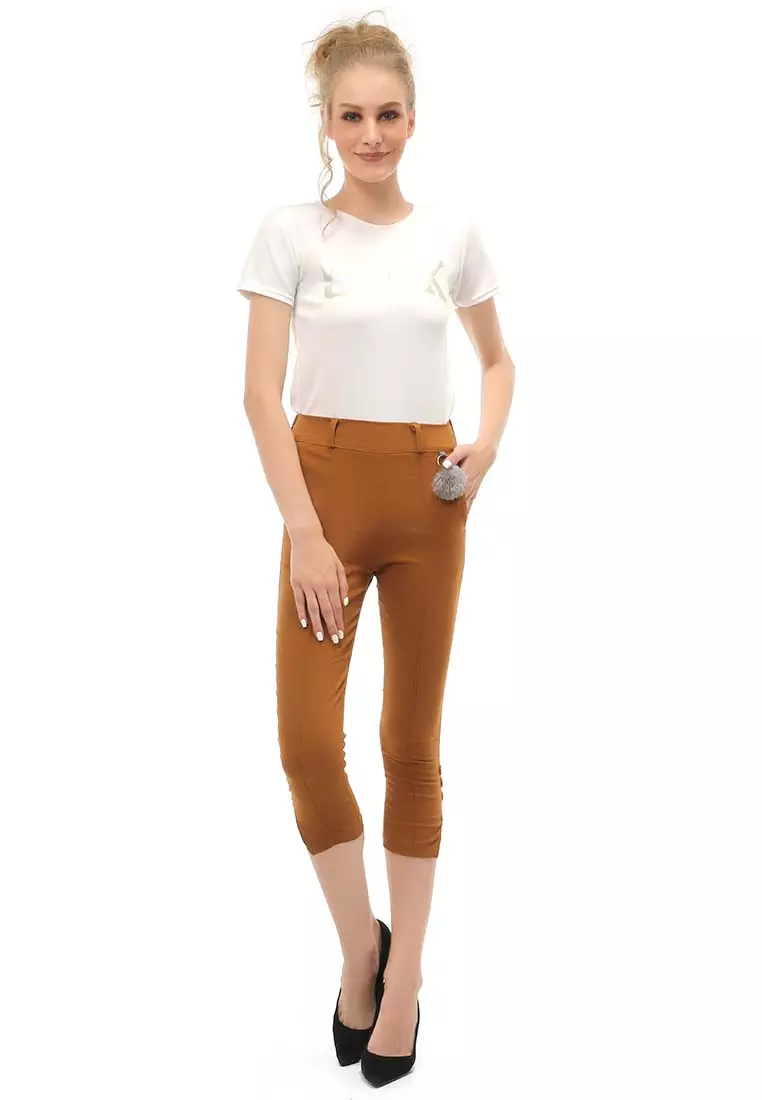 Jourel Long Pants Casual Wanita Soft Jeans Strecth Material Cotton ORIGINAL - Brown