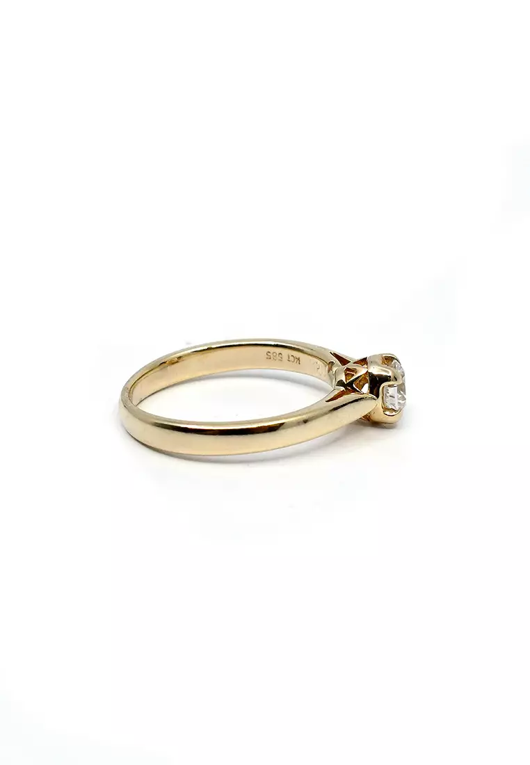 14K Italian Made Yellow Gold Lady Ring with Diamonds