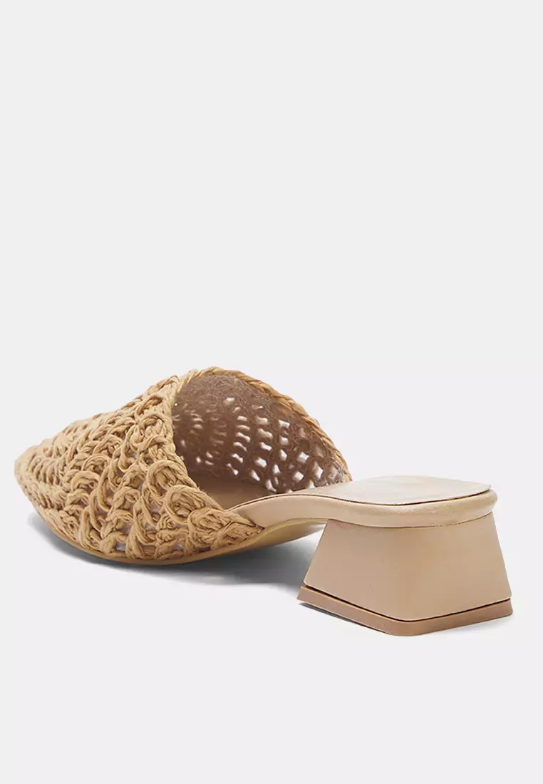 Knitted Block Heeled Slippers