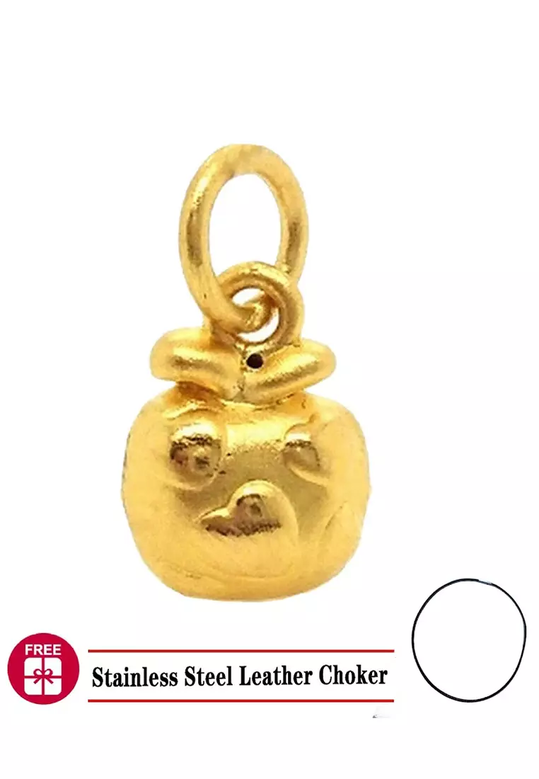 Buy LITZ Free Necklace LITZ 999 24K Gold Apple Pendant