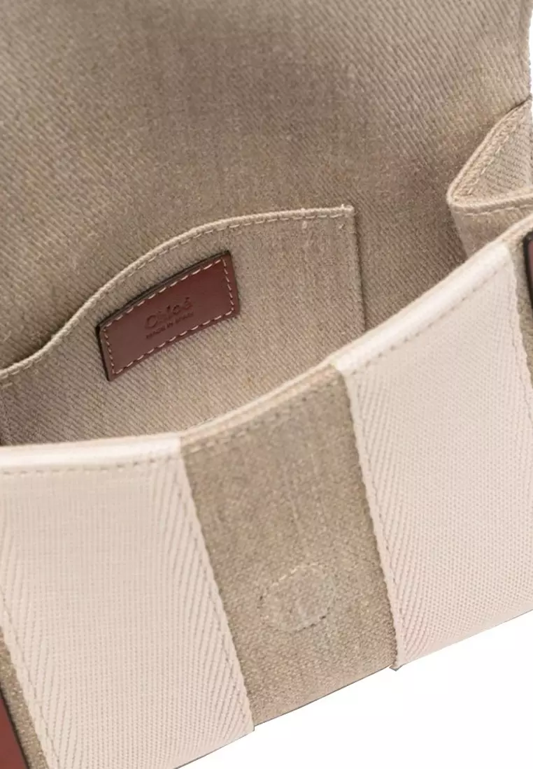 Woody Linen Fanny Packs Belt Bag in White/Brown