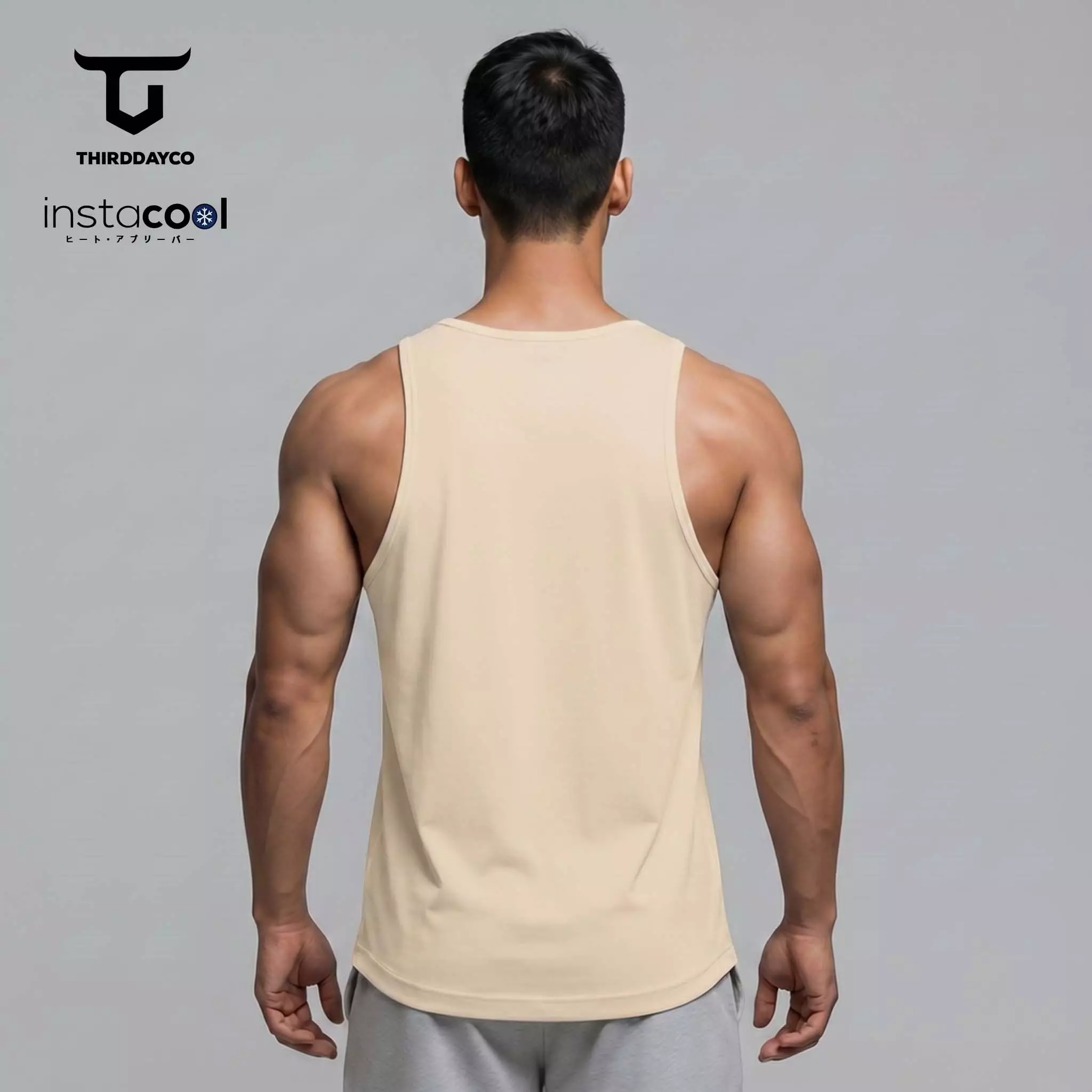 THIRDDAY Kaos Kutung Gym Pria InstaCool | Tanktop Olahraga Adem Dingin Instacool Quick Dry Stretch Fitness Training | hustle cream SVN MUA65