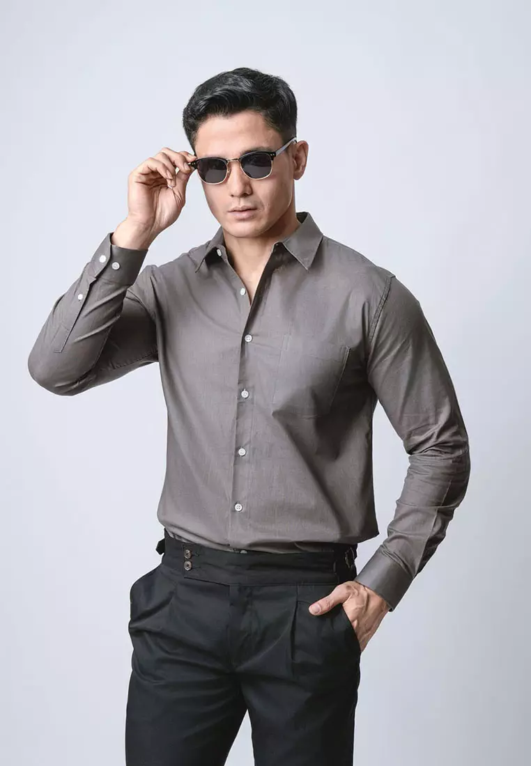 Medium Grey Rami Linen Shirt LS
