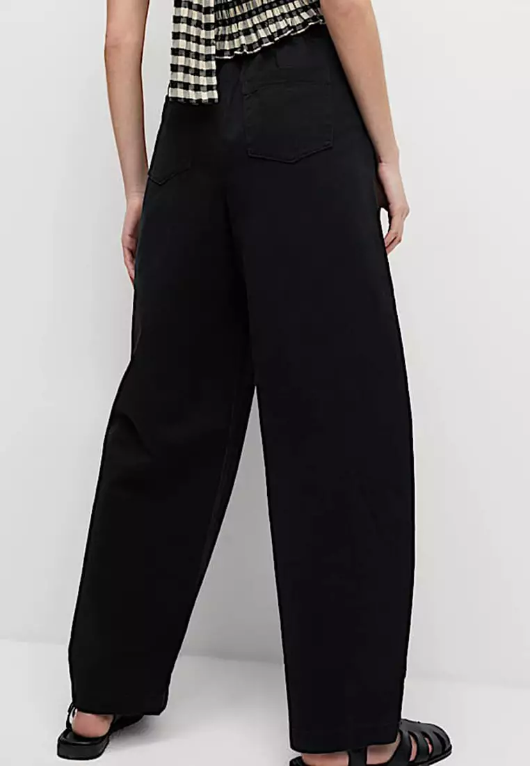 Elasticated Waist Barrel Leg Casual Trousers