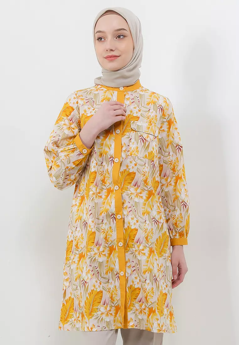 MFMW Azzafira Tunik Kuning Motif Bunga