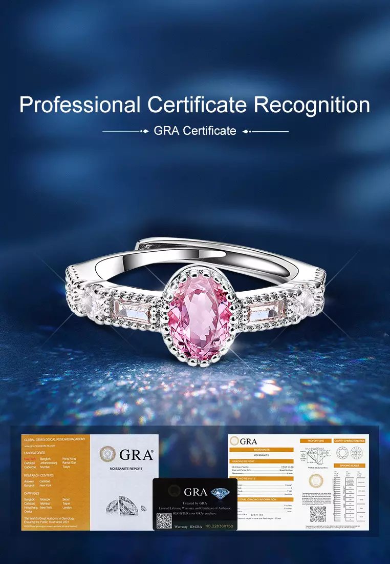 Cincin Wanita Berlian Dilapisi Platinum Perhiasan Korea Style Sertifikat GRA Cincin Cewek