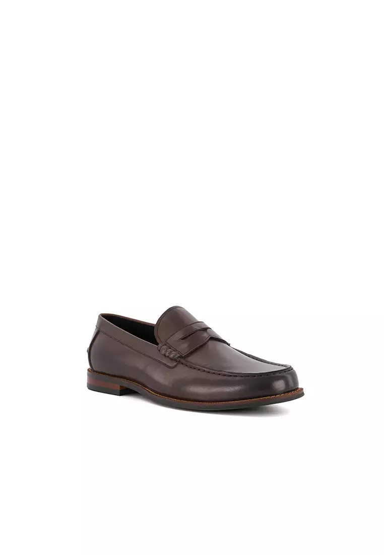 Discount on Dune London  shoes - SKU: Samson Leather Penny-Trim Loafers Brown