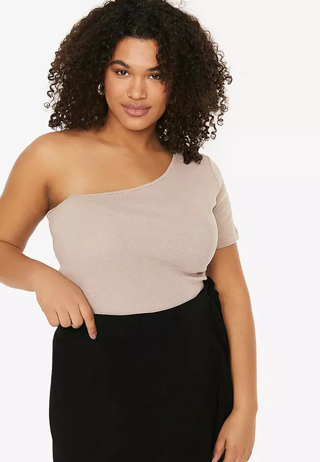 One shoulder best sale plus size top