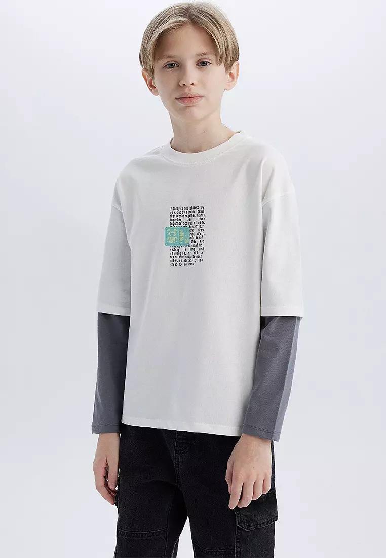 Oversize Wide Cut Crew Neck Long Sleeve T-Shirt