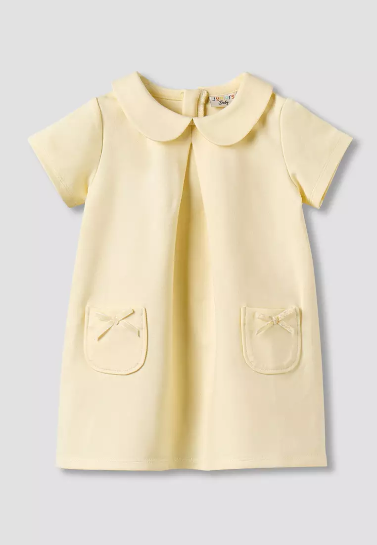 Babyshop Juniors Peter Pan Collar Short Sleeve Dress With Bow Accent