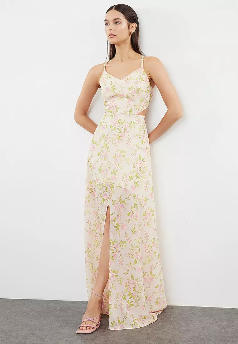 Floral Print Slit Maxi Dress