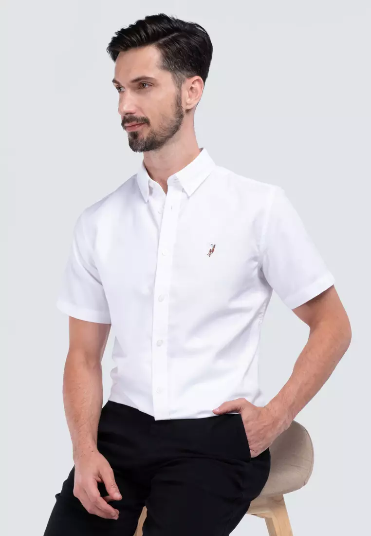 Polo Haus White Polo Short Sleeve Polo Haus Men'Cotton Plain