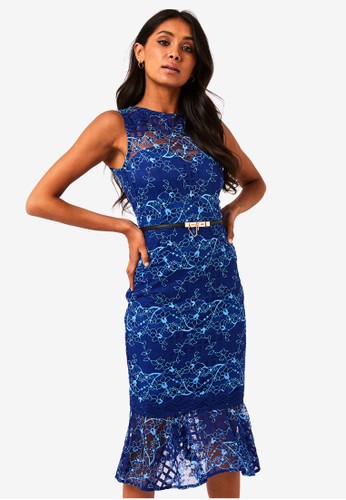 Jual Paper Dolls Stripe Lace Midi Dress Original Zalora Indonesia